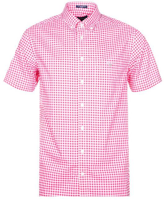 GANT Regular Broadcloth Gingham Short Sleeve Buttondown Perky Pink