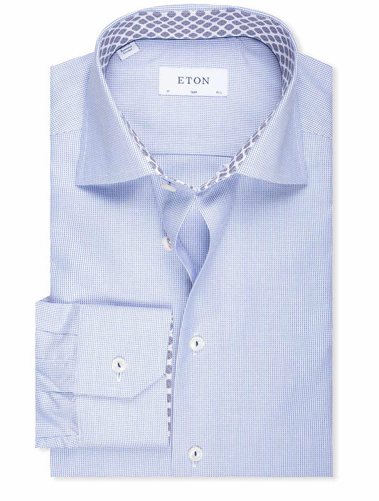 ETON Slim Pattern Inlay Shirt Navy