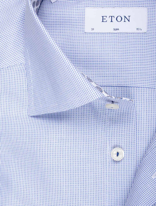 ETON Slim Pattern Inlay Shirt Navy