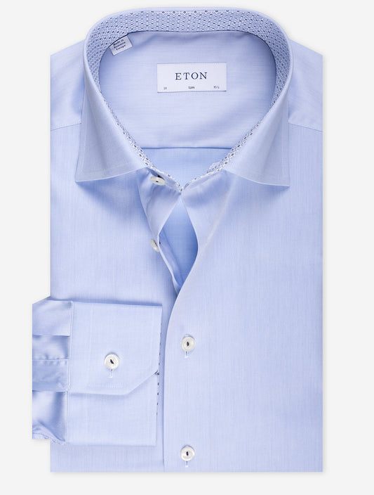 Slim Plain With Inlay Shirt Blue