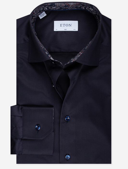 Slim Fit Shirt With Inlay Navy