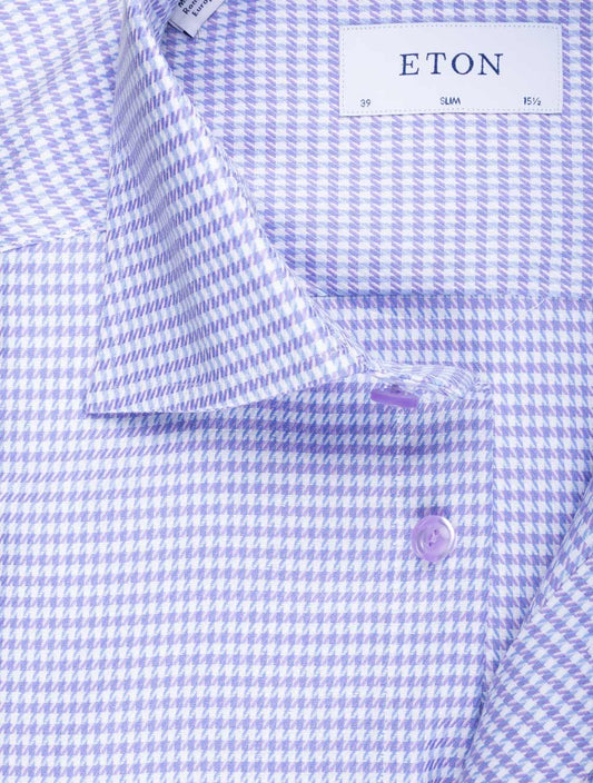 Slim Houndstooth With Lilac Buttons Lilac
