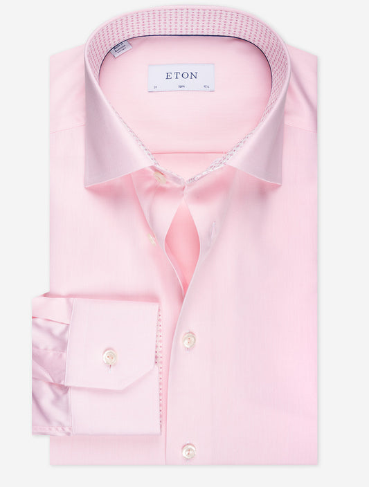 Slim Plain With lnlay Shirt Pink