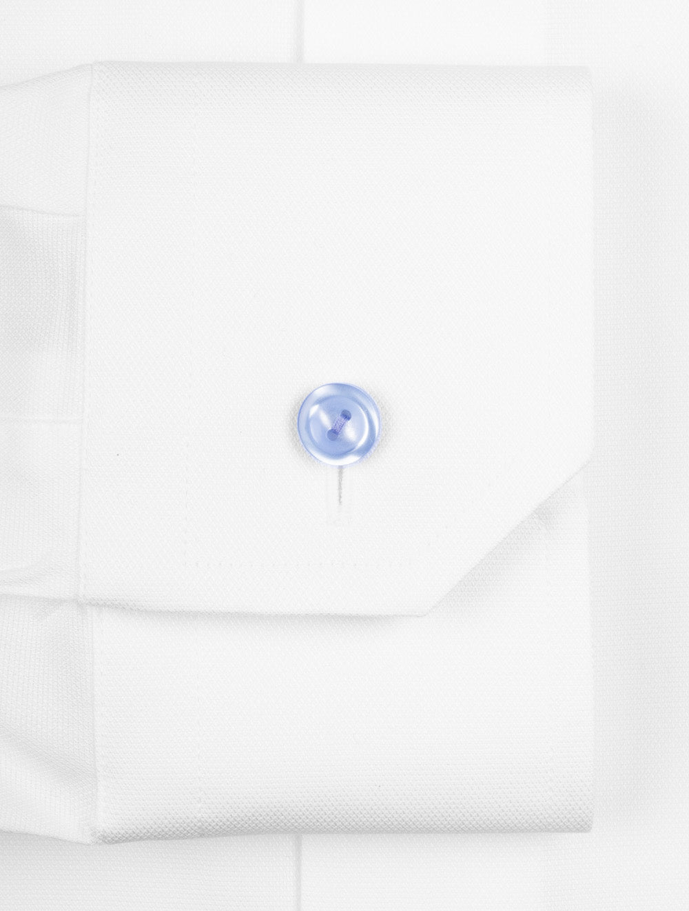 Slim Semi-Twill Contrast Button White