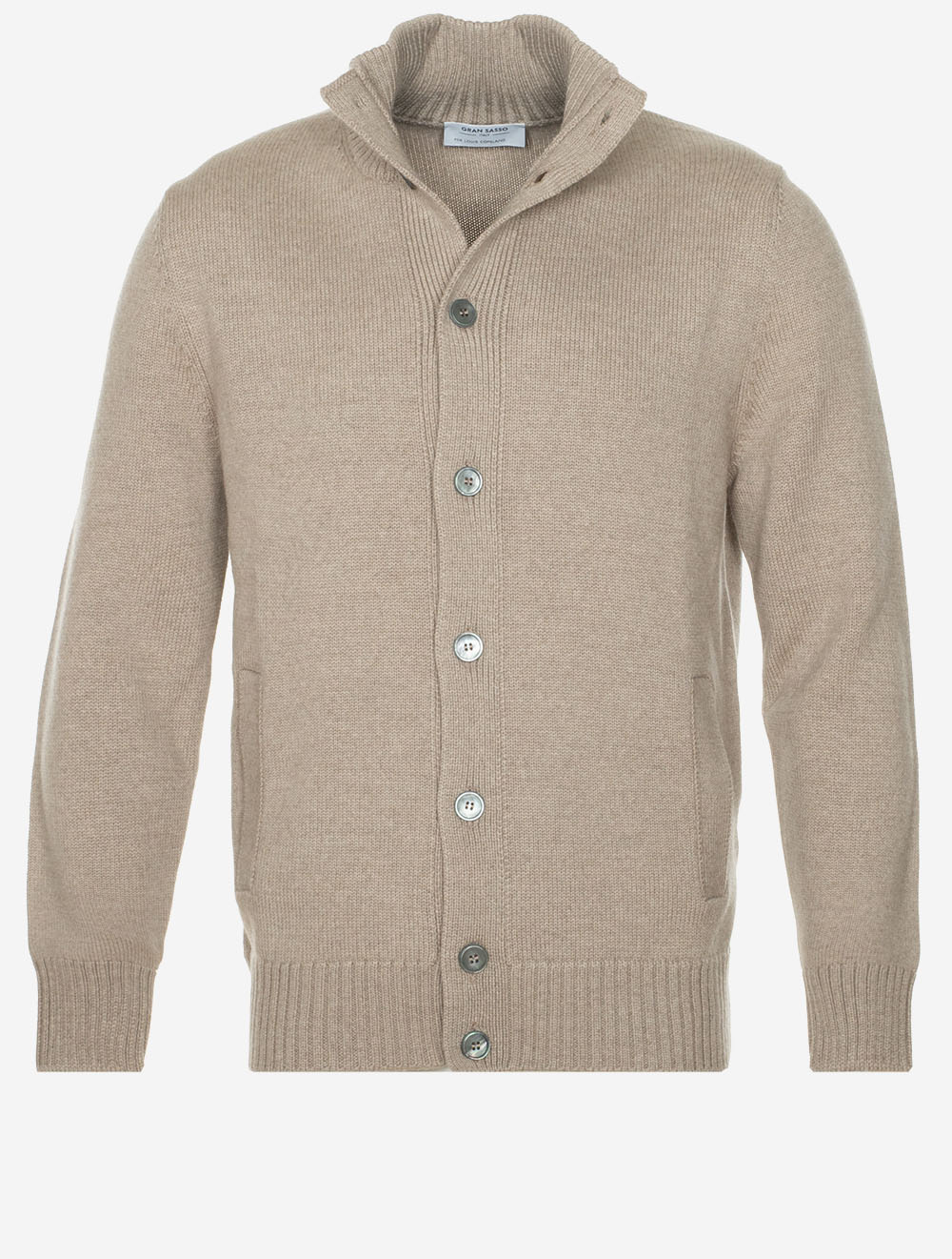 Gran Sasso Button Up Cardigan Beige | Merino Wool Knitwear at