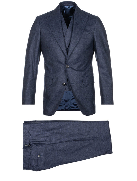 Brushed Wool 3 Piece Suit Navy