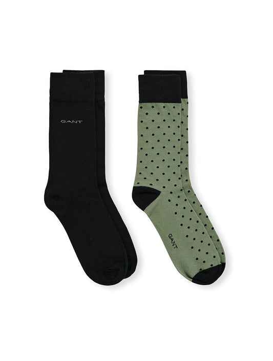 Solid and Dot Socks 2-Pack Kalamata Green