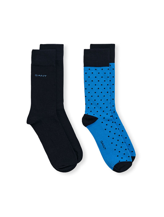 Solid and Dot Socks 2-Pack Day Blue