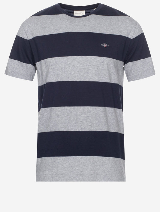 Bar Stripe Short Sleeve T-Shirt Grey Melange