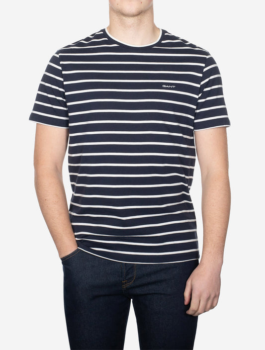GANT Striped Short Sleeve T-Shirt Eggshell