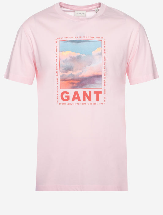 Washed Graphic Short Sleeve T-Shirt California Pink