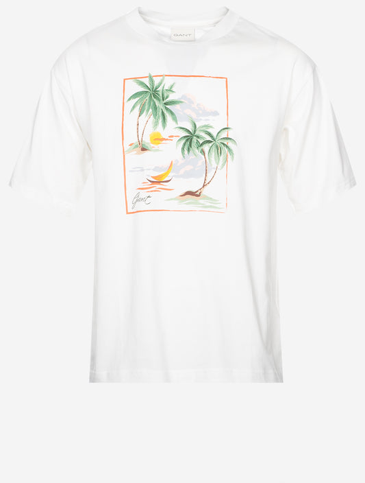 Hawaii Printed Graphic Short Sleeve Shirt Eggshell