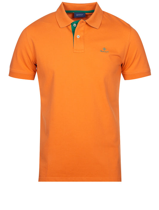 GANT Contrast Collar Piqué Polo Shirt Pumpkin Orange