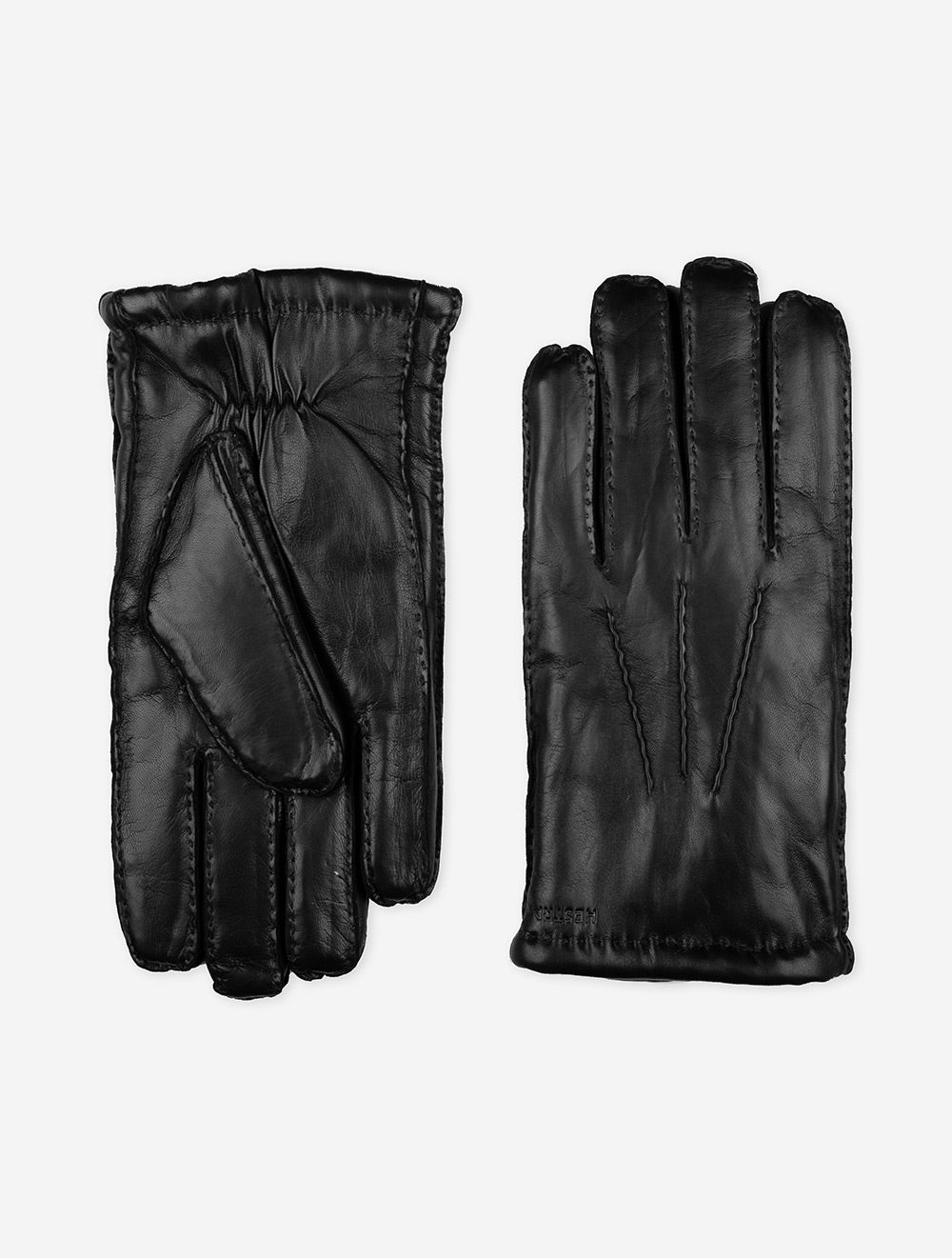 HESTRA Sheeplined Leather Gloves Black