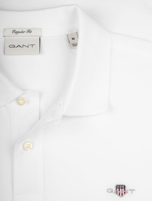GANT Regular Shield Short Sleeve Pique Polo White