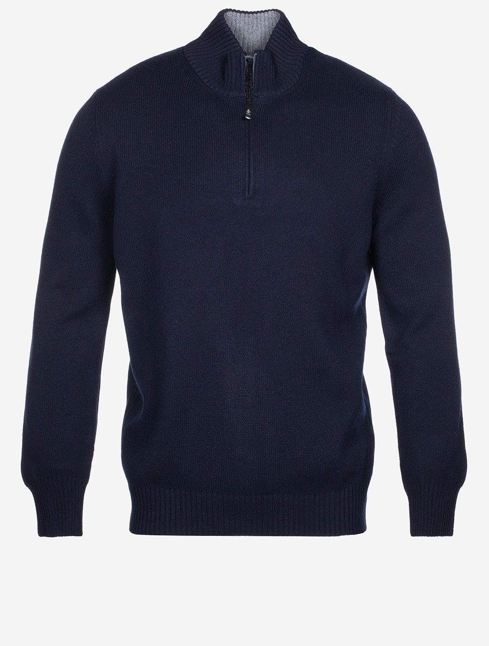 Gran Sasso Mock Neck In A Wool And Cashmere Blend Navy – Louis