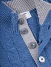 Mock Cable Knit Button Up Blue