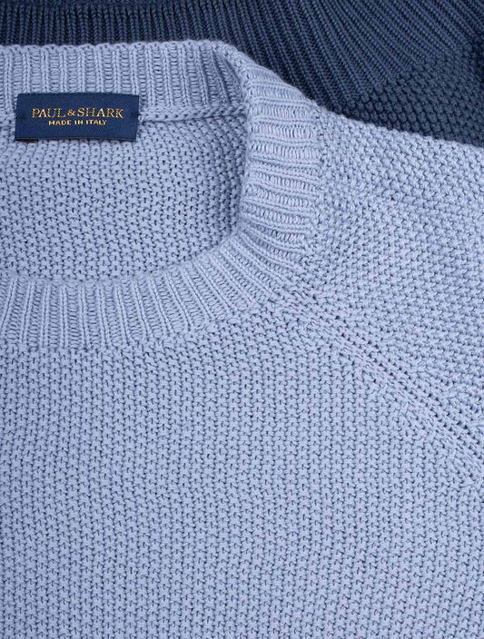 Cotton Roundneck Sweater Blue Contrast