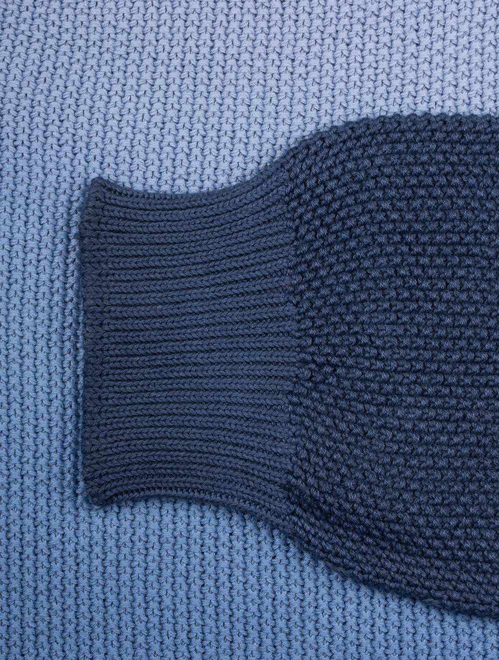 Cotton Roundneck Sweater Blue Contrast