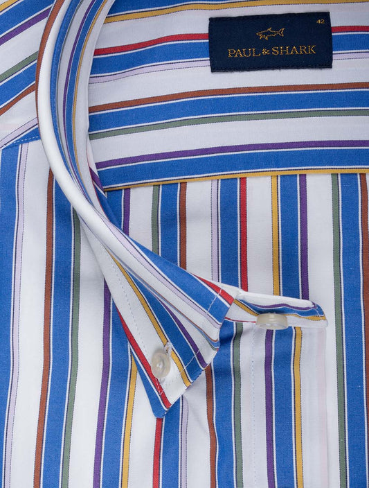Striped Soft Touch Cotton Shirt Blue
