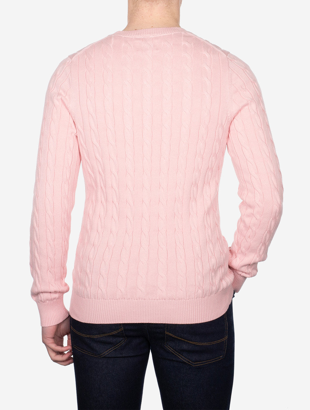 Cotton Cable Crew Neck Blushing Pink
