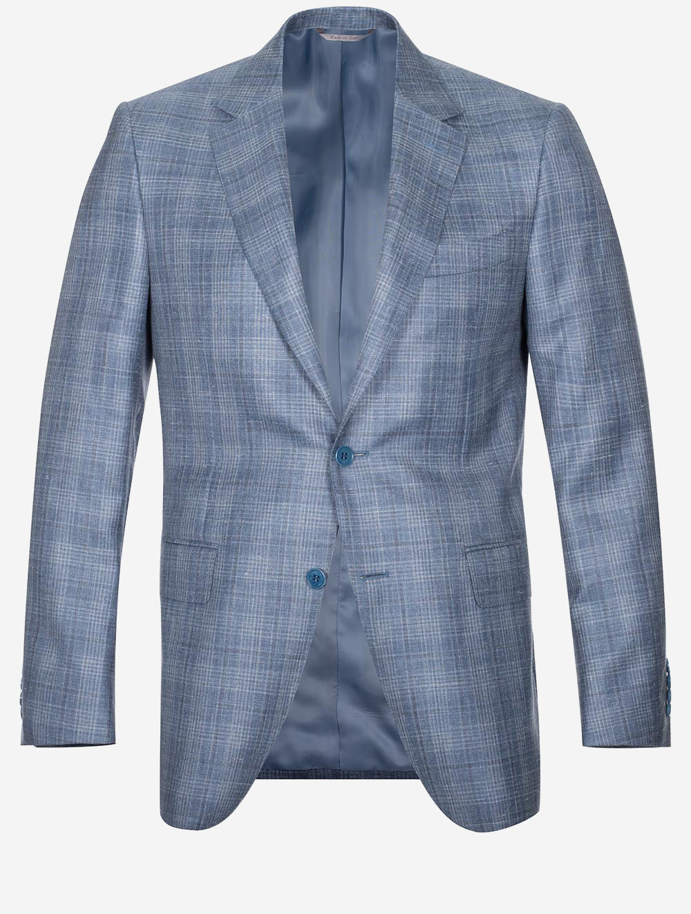 Canali Wool Silk And Linen Check Jacket Clear Blue | Stylish