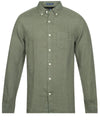 Regular Fit Dyed Linen Shirt Green Ash