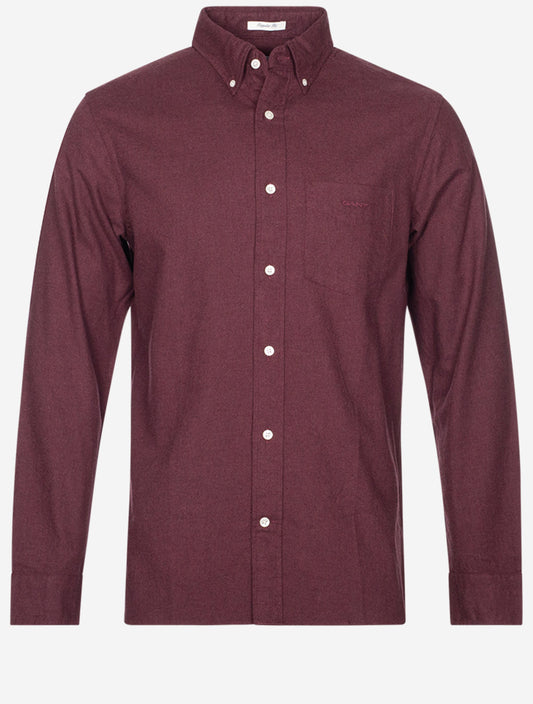 Regular Flannel Melange Shirt Wine Red