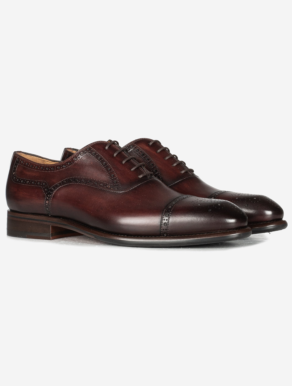 Magnanni Brogue Toe Cap Shoe Marron Stylish Men's Formal
