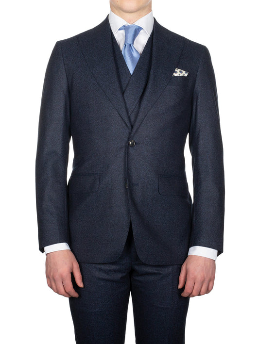 Brushed Wool 3 Piece Suit Navy