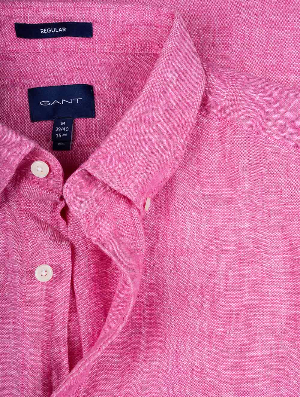 Regular Linen Short Sleeve Shirt Perky Pink