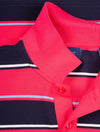 Multi Stripe Short Sleeve Pique Polo Magenta Pink