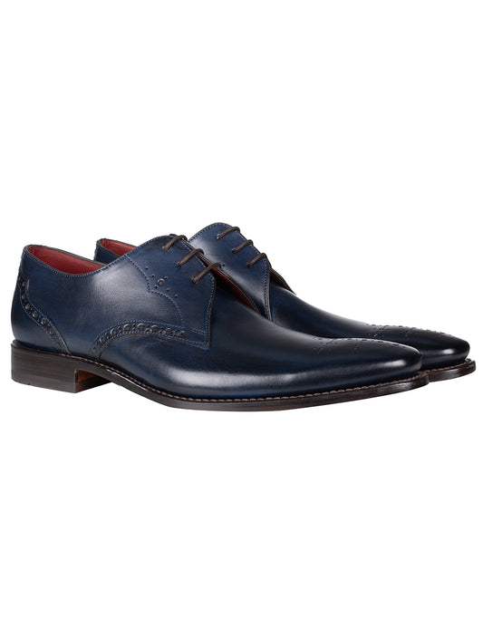 Calf Punched Derby Shoes Blue