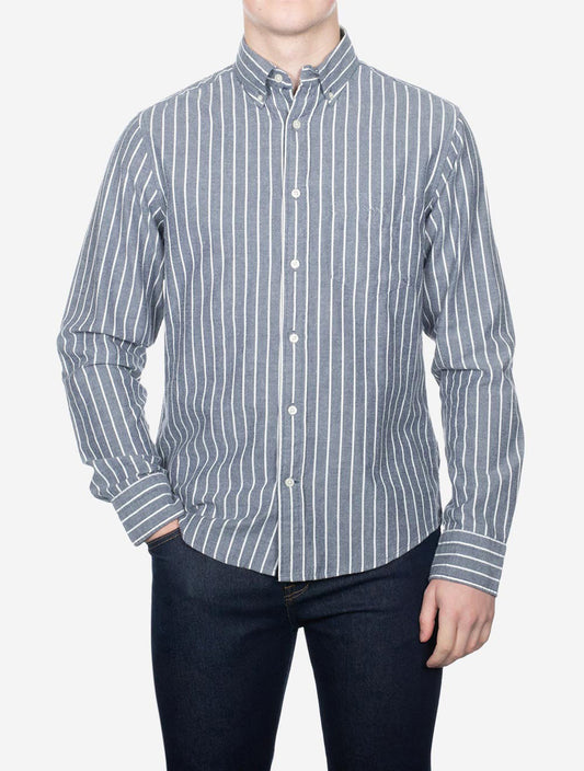 Regular Brushed Oxford Stripe Shirt Classic Blue