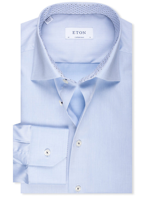 Contemporary Plain Inlay Shirt Blue