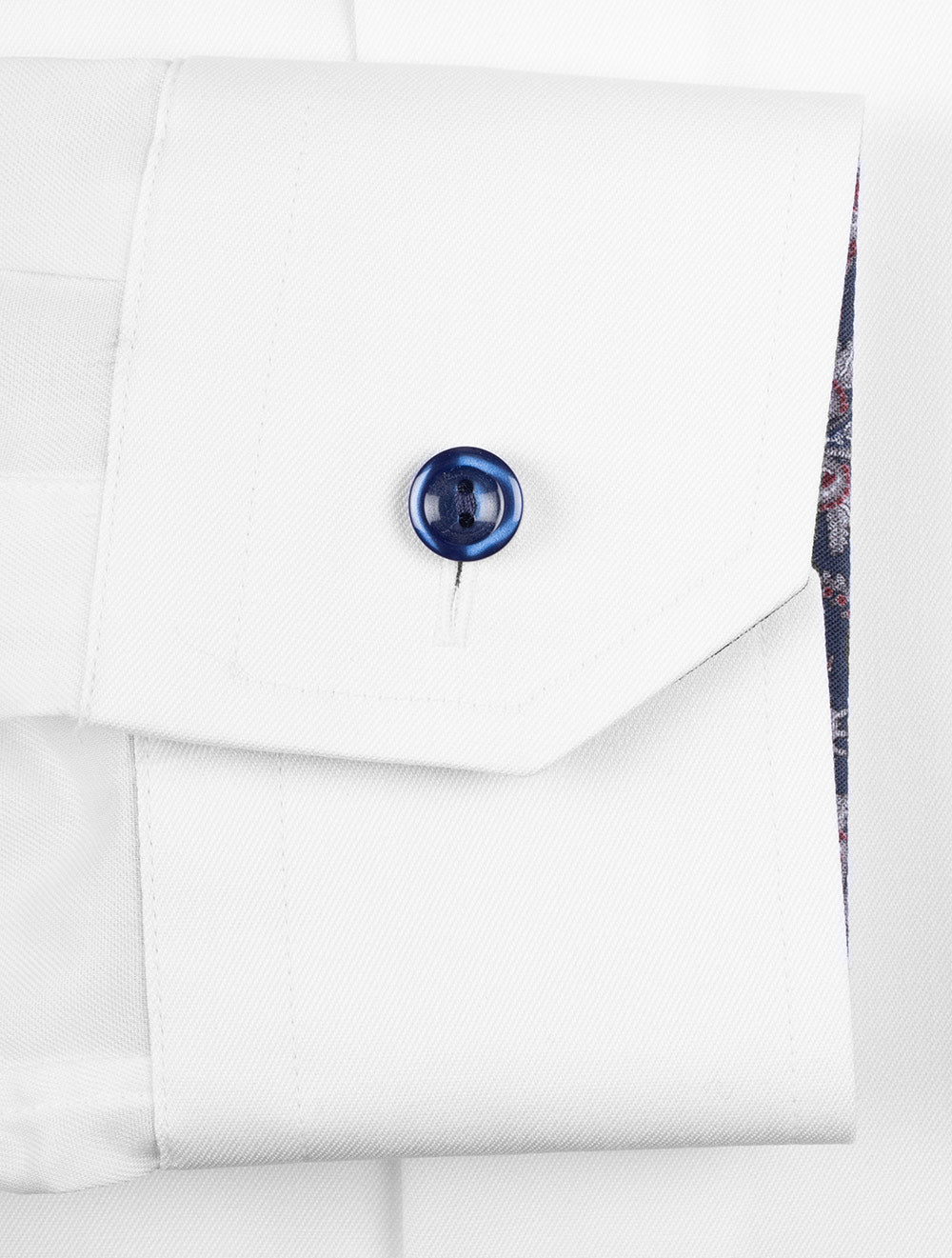 Slim with Inlay and Contrast Button Shirt White