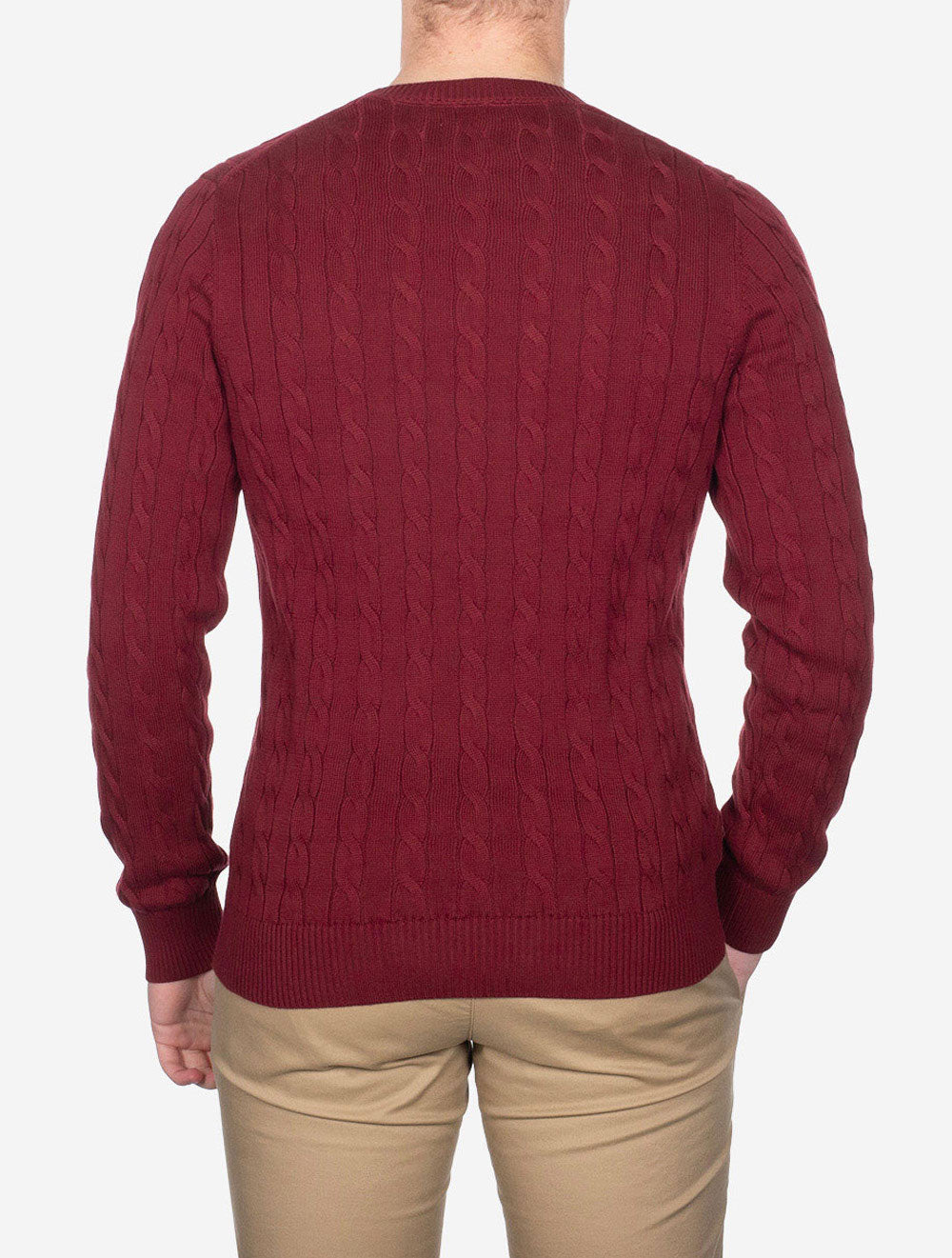 Cotton Cable Crew Neck Plumped Red