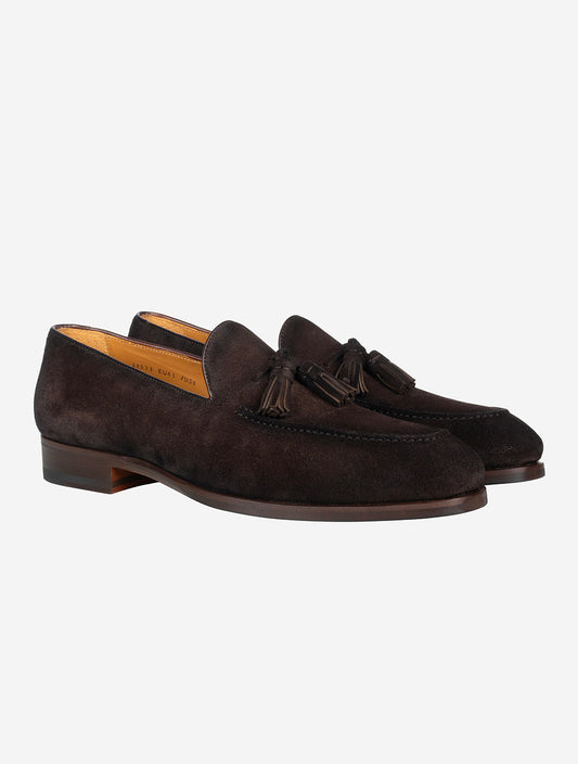 Suede Loafer With Tassle Cognac