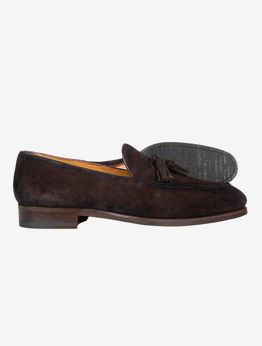 Suede Loafer With Tassle Cognac