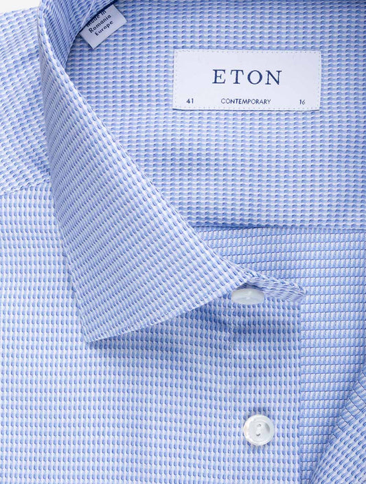 ETON Contemporary Puppytooth Shirt Blue