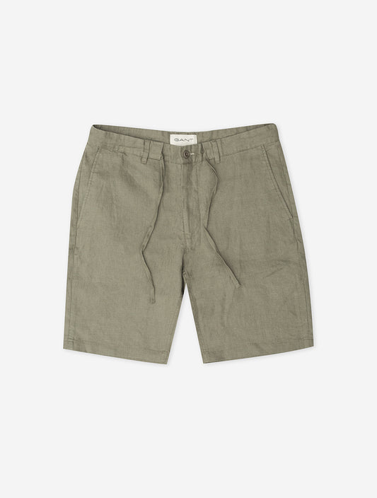 Relaxed Linen Drawstring Shorts Dried Clay