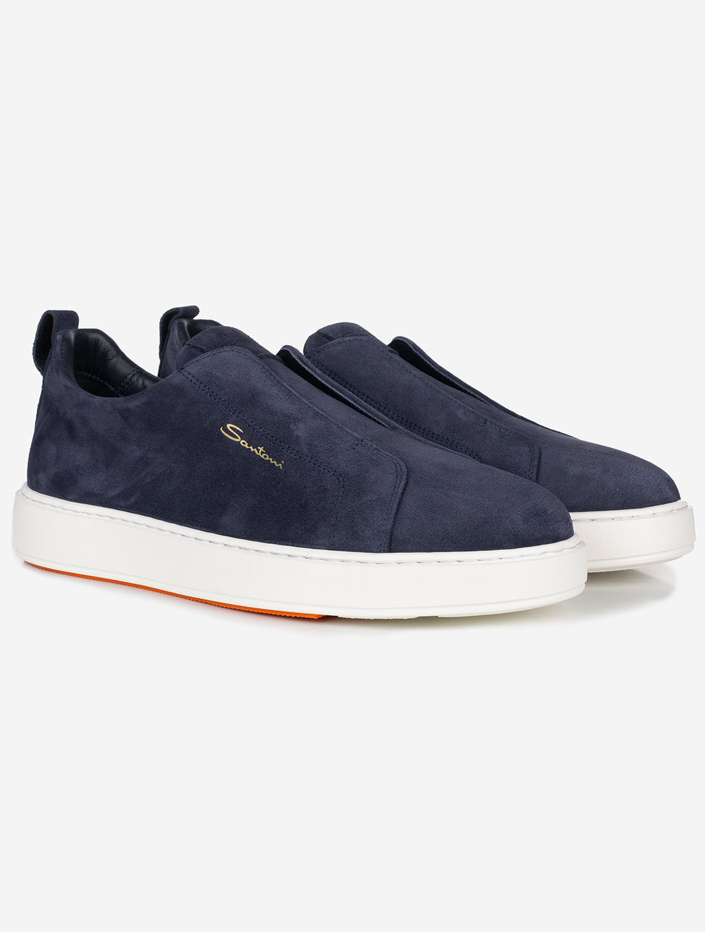 Santoni Suede Slip On Sneaker Blue High Quality Casual Men's