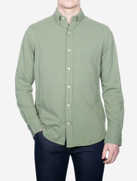 Regular Sunfaded Jersey Pique Shirt Kalamata Green