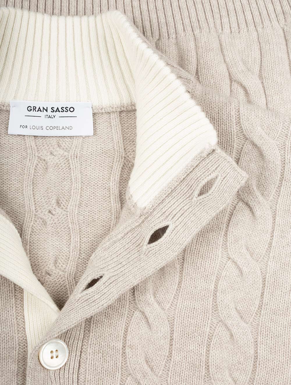 Mock Cable Knit Button Up Stone