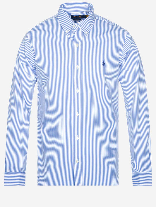 Poplin Stripe Buttondown Shirt Blue