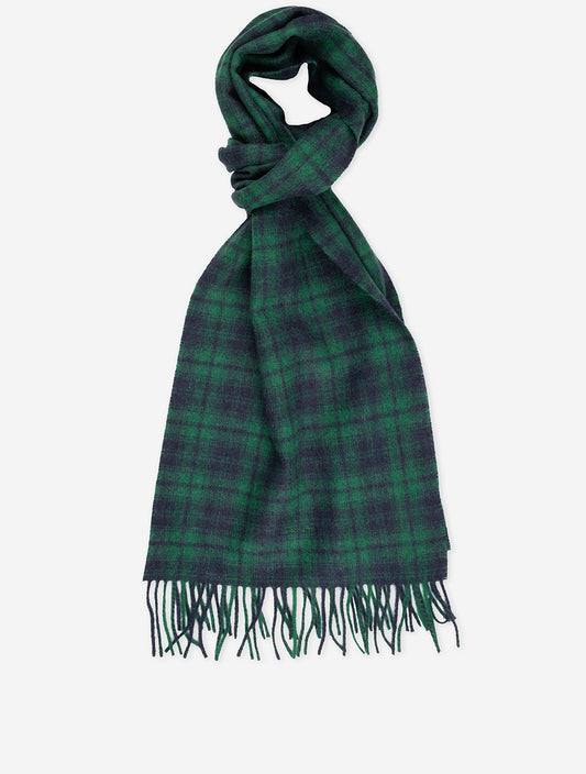 Plaid Check Woven Scarf Forest Green