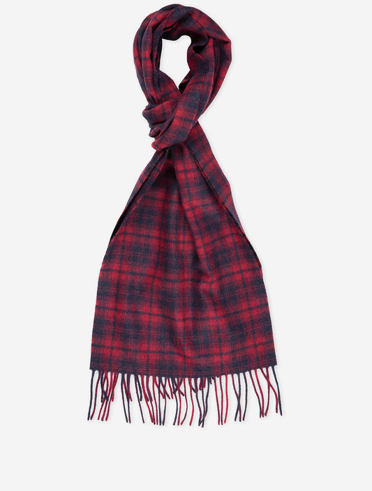 Plaid Check Woven Scarf Plumped Red