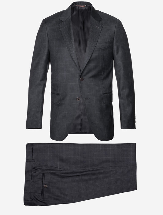 Over-Check Suit Charcoal Grey