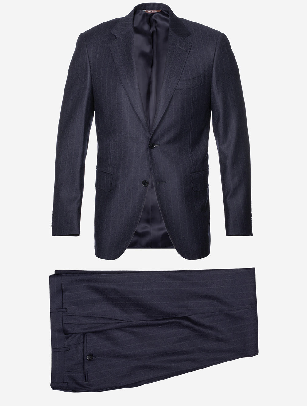 Canali Flannel Stripe Suit Navy Men's Tailored Suits at Louis