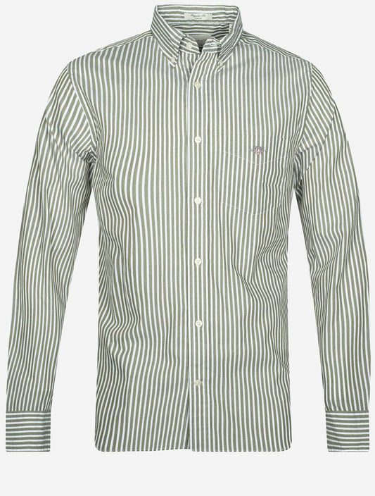 GANT Regular Fit Poplin Stripe Shirt Juniper Green